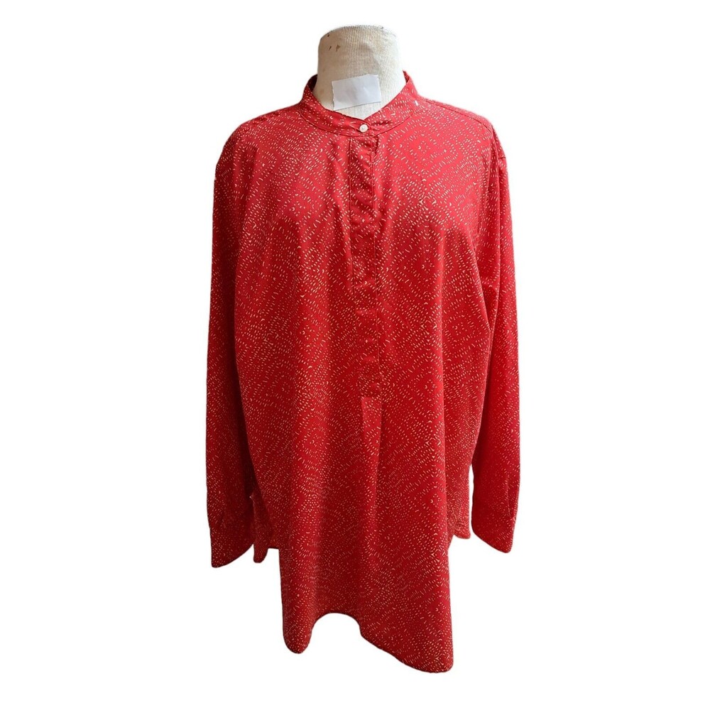 LRL Ralph Lauren Women's 3X Red Tunic Top Long Sleeve Popover Career Formal